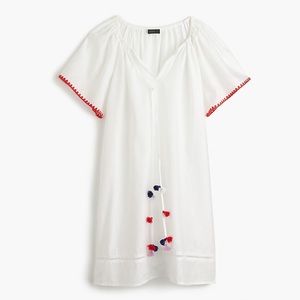 J Crew White Linen Pom Tassel Cover-up
